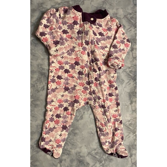 Burt's Bees Baby Other - Burt’s Bees Baby Girl Purple Flowers Footed Sleeper Pajamas, Size 0-3 months